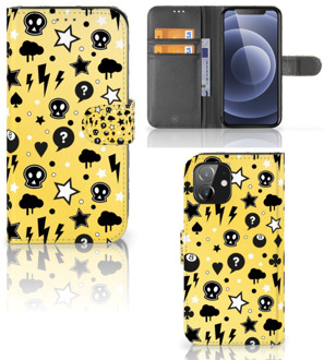 B2Ctelecom Wallet Book Case met Pasjeshouder iPhone 12 | 12 Pro (6.1") Hoesje Punk Yellow