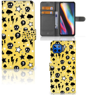 B2Ctelecom Wallet Book Case met Pasjeshouder Motorola Moto G 5G Plus Hoesje Punk Yellow