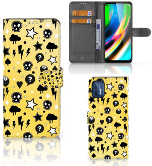 B2Ctelecom Wallet Book Case met Pasjeshouder Motorola Moto G9 Plus Hoesje Punk Yellow