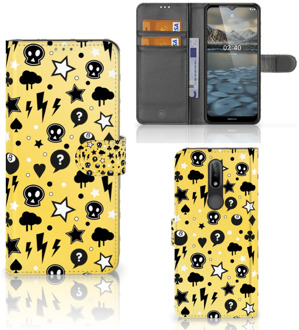 B2Ctelecom Wallet Book Case met Pasjeshouder Nokia 2.4 Hoesje Punk Yellow