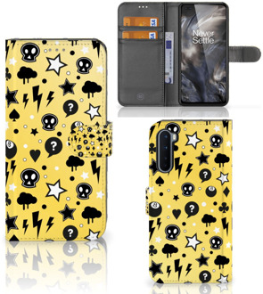 B2Ctelecom Wallet Book Case met Pasjeshouder OnePlus Nord Hoesje Punk Yellow