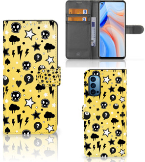 B2Ctelecom Wallet Book Case met Pasjeshouder OPPO Reno 4 Pro 5G Hoesje Punk Yellow