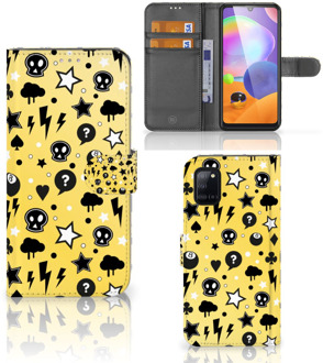 B2Ctelecom Wallet Book Case met Pasjeshouder Samsung Galaxy A31 Hoesje Punk Yellow