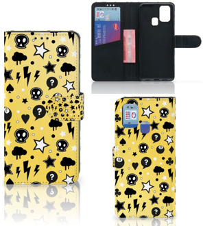 B2Ctelecom Wallet Book Case met Pasjeshouder Samsung Galaxy M31 Hoesje Punk Yellow