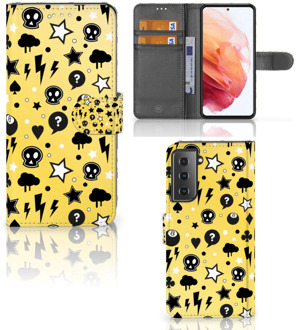 B2Ctelecom Wallet Book Case met Pasjeshouder Samsung Galaxy S21 Hoesje Punk Yellow