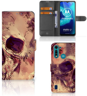 B2Ctelecom Wallet Book Case Motorola G8 Power Lite Smartphone Hoesje Skullhead