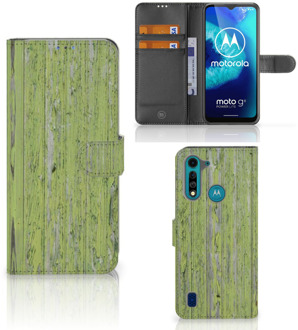 B2Ctelecom Wallet Book Case Motorola G8 Power Lite Telefoon Hoesje Green Wood