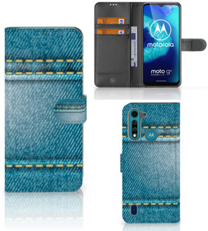 B2Ctelecom Wallet Book Case Motorola G8 Power Lite Telefoon Hoesje Jeans