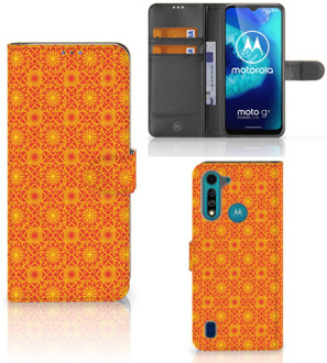 B2Ctelecom Wallet Book Case Motorola G8 Power Lite Telefoonhoesje Batik Orange