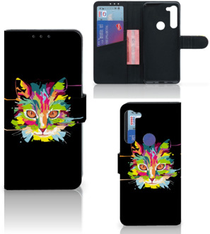 B2Ctelecom Wallet Book Case Motorola G8 Power Smartphone Hoesje Cat Color Leuke Verjaardagscadeaus