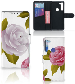 B2Ctelecom Wallet Book Case Motorola G8 Power Telefoon Hoesje Cadeau voor haar Roses