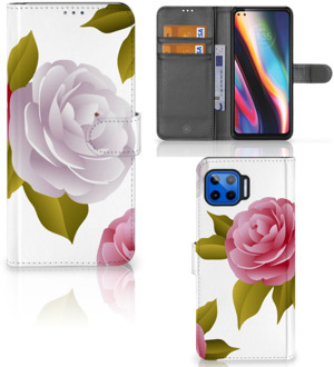 B2Ctelecom Wallet Book Case Motorola Moto G 5G Plus Telefoon Hoesje Cadeau voor haar Roses