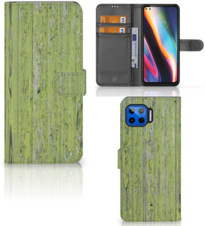 B2Ctelecom Wallet Book Case Motorola Moto G 5G Plus Telefoon Hoesje Green Wood