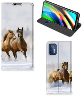 B2Ctelecom Wallet Book Case Motorola Moto G9 Plus Smart Cover Hoesje Paarden