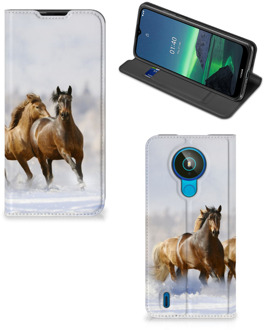 B2Ctelecom Wallet Book Case Nokia 1.4 Smart Cover Hoesje Paarden