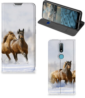 B2Ctelecom Wallet Book Case Nokia 2.4 Smart Cover Hoesje Paarden