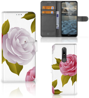 B2Ctelecom Wallet Book Case Nokia 2.4 Telefoon Hoesje Cadeau voor haar Roses