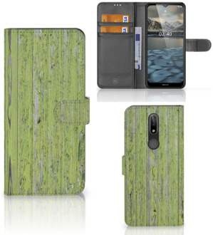 B2Ctelecom Wallet Book Case Nokia 2.4 Telefoon Hoesje Green Wood