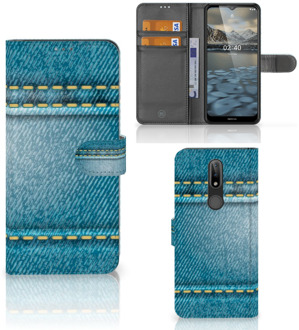 B2Ctelecom Wallet Book Case Nokia 2.4 Telefoon Hoesje Jeans