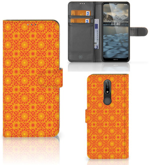 B2Ctelecom Wallet Book Case Nokia 2.4 Telefoonhoesje Batik Orange