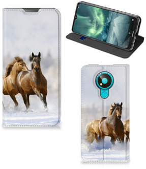 B2Ctelecom Wallet Book Case Nokia 3.4 Smart Cover Hoesje Paarden