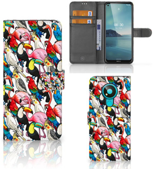 B2Ctelecom Wallet Book Case Nokia 3.4 Telefoon Hoesje Birds