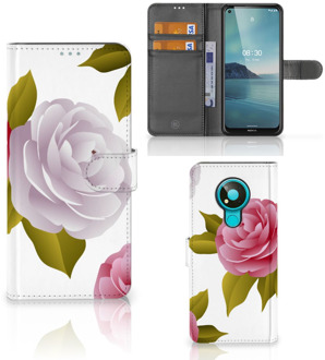 B2Ctelecom Wallet Book Case Nokia 3.4 Telefoon Hoesje Cadeau voor haar Roses