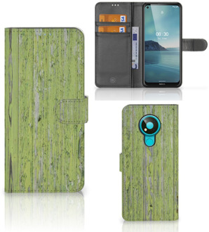 B2Ctelecom Wallet Book Case Nokia 3.4 Telefoon Hoesje Green Wood