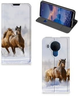 B2Ctelecom Wallet Book Case Nokia 5.4 Smart Cover Hoesje Paarden