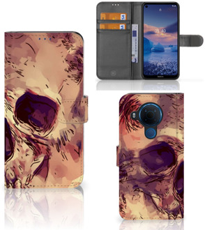 B2Ctelecom Wallet Book Case Nokia 5.4 Smartphone Hoesje Skullhead