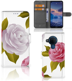 B2Ctelecom Wallet Book Case Nokia 5.4 Telefoon Hoesje Cadeau voor haar Roses