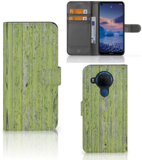 B2Ctelecom Wallet Book Case Nokia 5.4 Telefoon Hoesje Green Wood