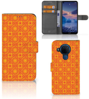 B2Ctelecom Wallet Book Case Nokia 5.4 Telefoonhoesje Batik Orange