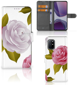 B2Ctelecom Wallet Book Case OnePlus 8T Telefoon Hoesje Cadeau voor haar Roses