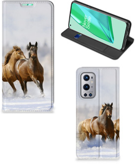 B2Ctelecom Wallet Book Case OnePlus 9 Pro Smart Cover Hoesje Paarden