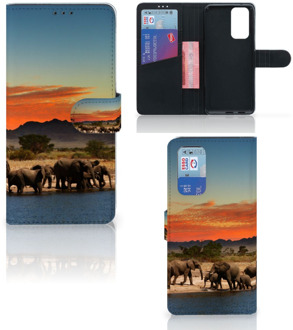 B2Ctelecom Wallet Book Case OnePlus 9 Pro Telefoon Hoesje Olifanten