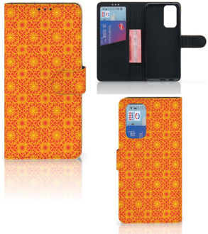 B2Ctelecom Wallet Book Case OnePlus 9 Pro Telefoonhoesje Batik Orange