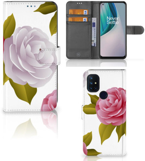 B2Ctelecom Wallet Book Case OnePlus Nord N10 Telefoon Hoesje Cadeau voor haar Roses