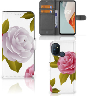 B2Ctelecom Wallet Book Case OnePlus Nord N100 Telefoon Hoesje Cadeau voor haar Roses