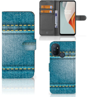 B2Ctelecom Wallet Book Case OnePlus Nord N100 Telefoon Hoesje Jeans