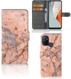 B2Ctelecom Wallet Book Case OnePlus Nord N100 Telefoon Hoesje Marmer Oranje