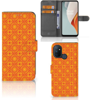 B2Ctelecom Wallet Book Case OnePlus Nord N100 Telefoonhoesje Batik Orange