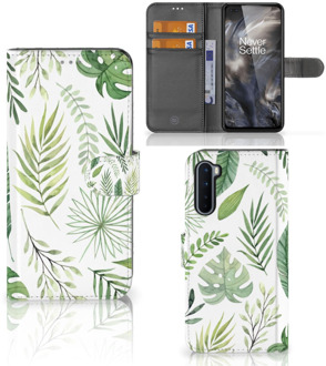 B2Ctelecom Wallet Book Case OnePlus Nord Smartphone Hoesje Leaves