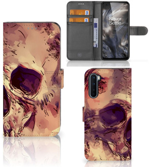 B2Ctelecom Wallet Book Case OnePlus Nord Smartphone Hoesje Skullhead