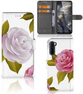 B2Ctelecom Wallet Book Case OnePlus Nord Telefoon Hoesje Cadeau voor haar Roses