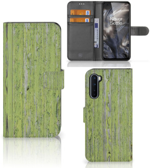 B2Ctelecom Wallet Book Case OnePlus Nord Telefoon Hoesje Green Wood