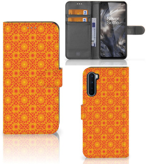 B2Ctelecom Wallet Book Case OnePlus Nord Telefoonhoesje Batik Orange