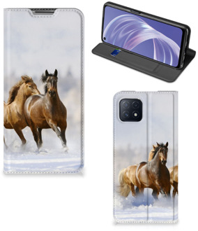 B2Ctelecom Wallet Book Case OPPO A73 5G Smart Cover Hoesje Paarden