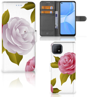 B2Ctelecom Wallet Book Case OPPO A73 5G Telefoon Hoesje Cadeau voor haar Roses