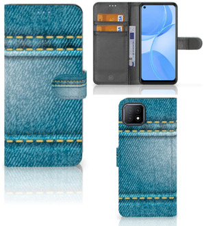 B2Ctelecom Wallet Book Case OPPO A73 5G Telefoon Hoesje Jeans